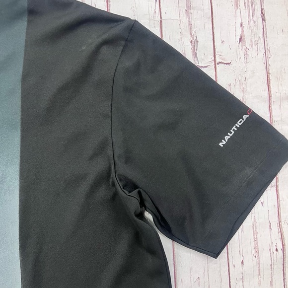 Men’s Black/ Dark Gray Short Sleeve Ombré Shirt V Neck Nautica Competition XL - Picture 3 of 5